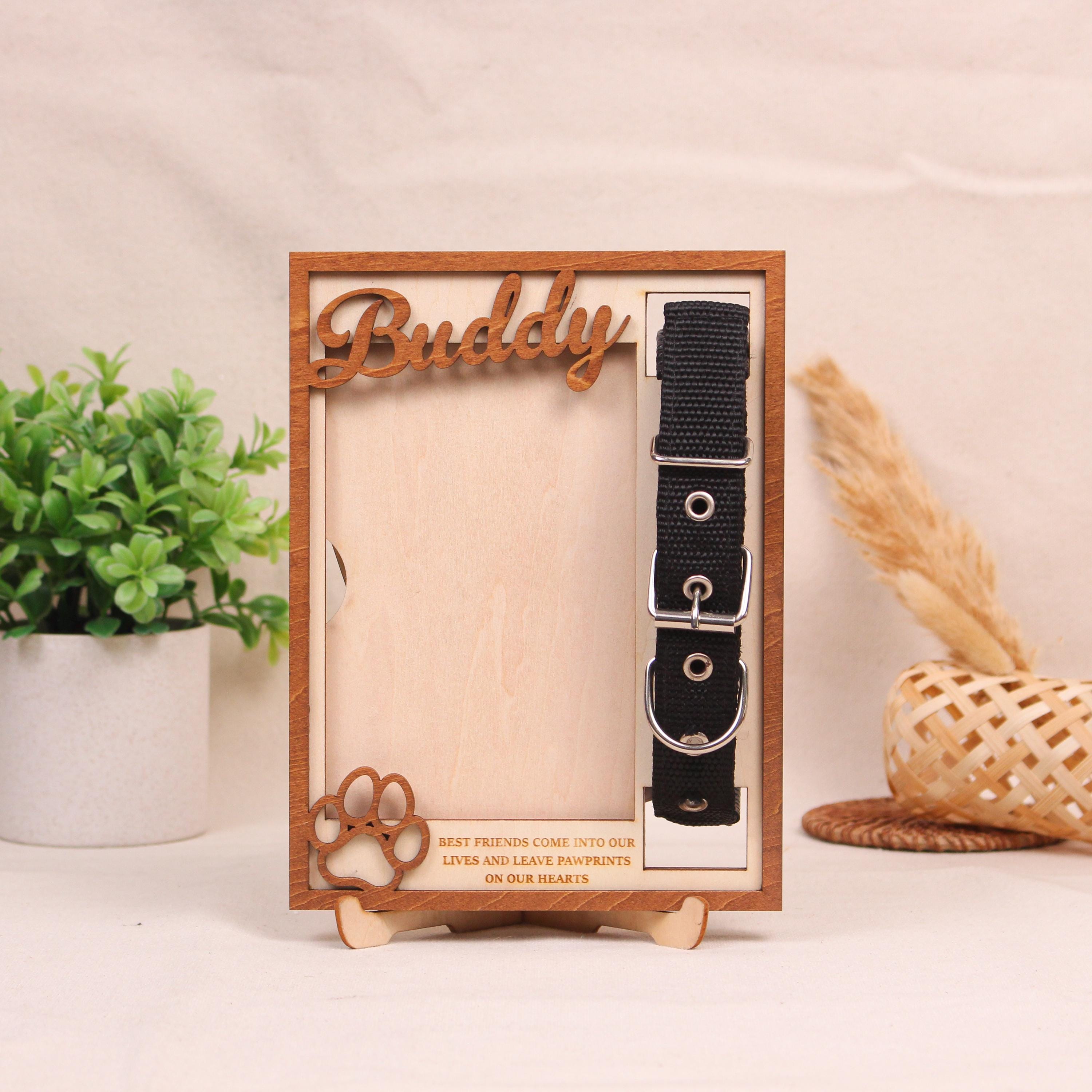 Personalized Pet Memorial Collar Frame, Custom Pet Loss Wood Sign With ...