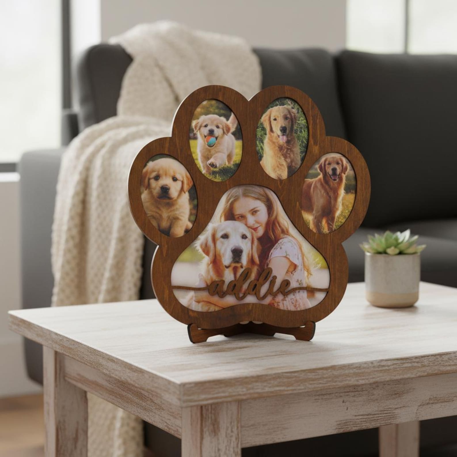 Personalized Pet Memorial Paw Print Photo Frame, Dog Loss Sympathy Gift ...