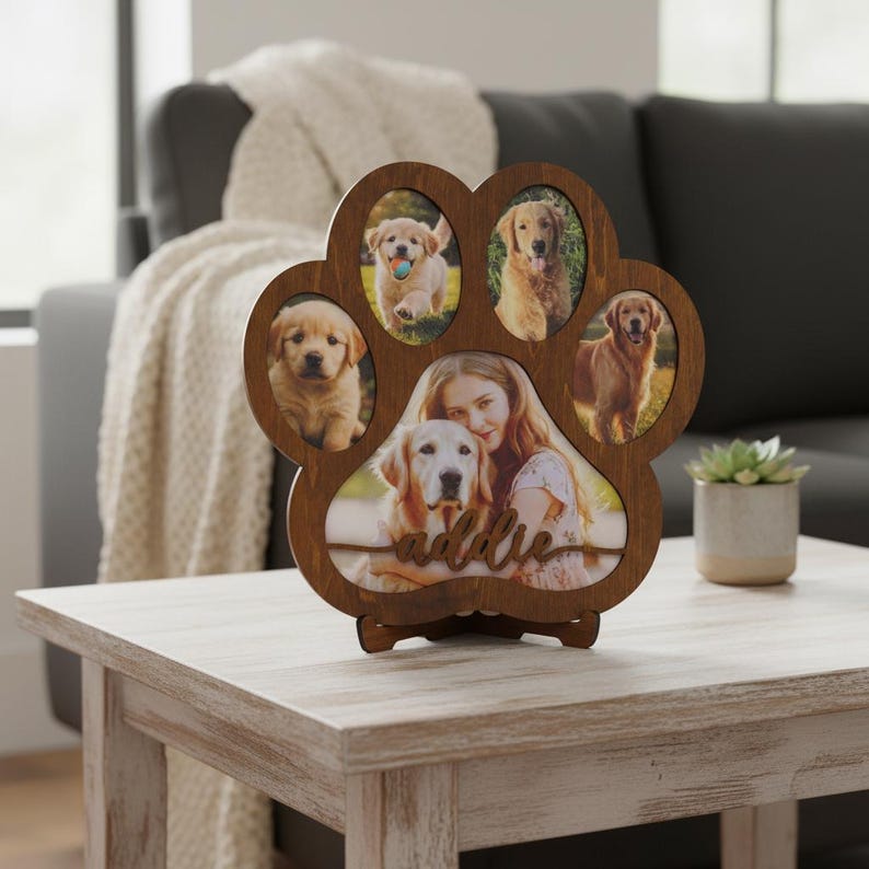 Personalized Pet Memorial Paw Print Photo Frame, Dog Loss Sympathy Gift ...