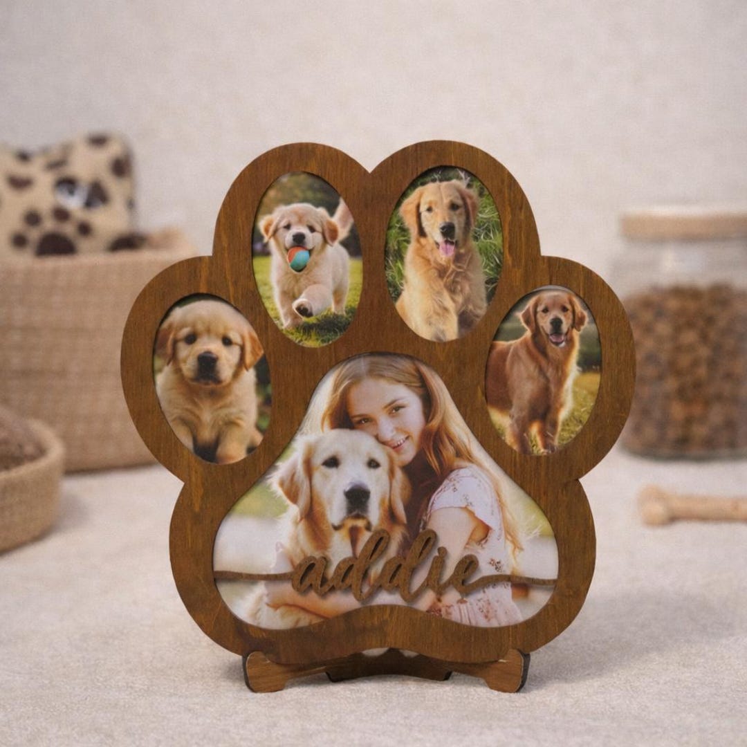 Personalized Pet Memorial Paw Print Photo Frame, Dog Loss Sympathy Gift ...