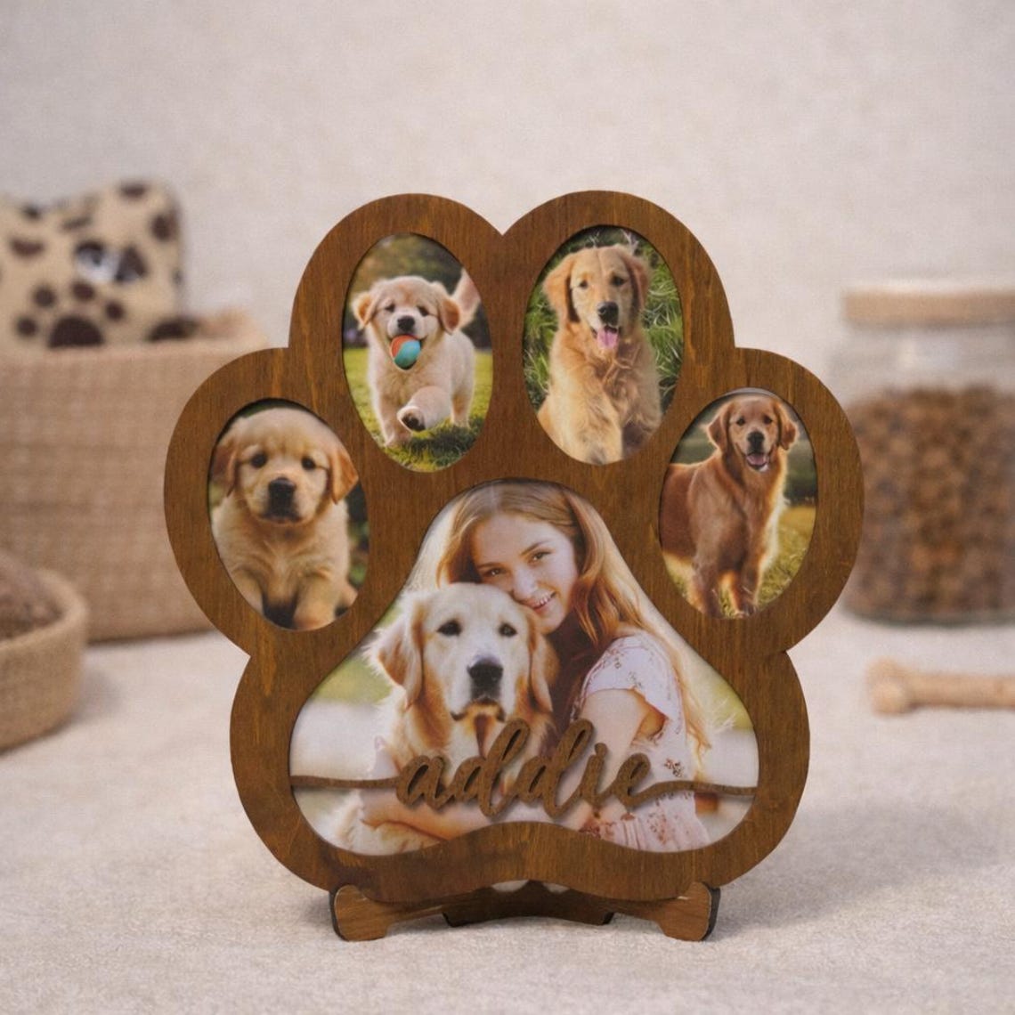 Personalized Pet Memorial Paw Print Photo Frame, Dog Loss Sympathy Gift ...