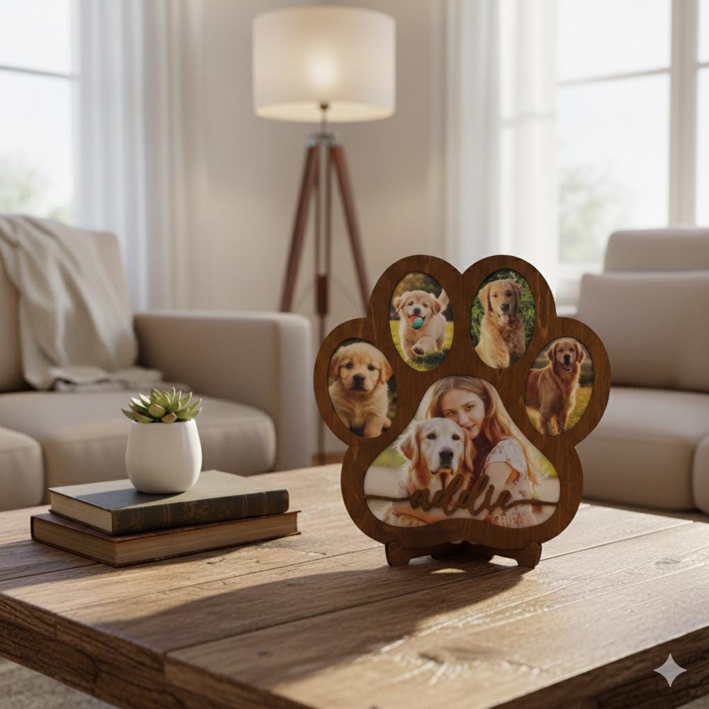 Personalized Pet Memorial Paw Print Photo Frame, Dog Loss Sympathy Gift ...