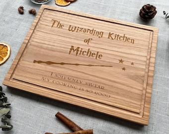Personalized Wizard Cutting Board, Engraved Wizard Cutting Board, Custom Wooden Cutting Board Lighting Bolt, Birthday Presents, Bamboo Board