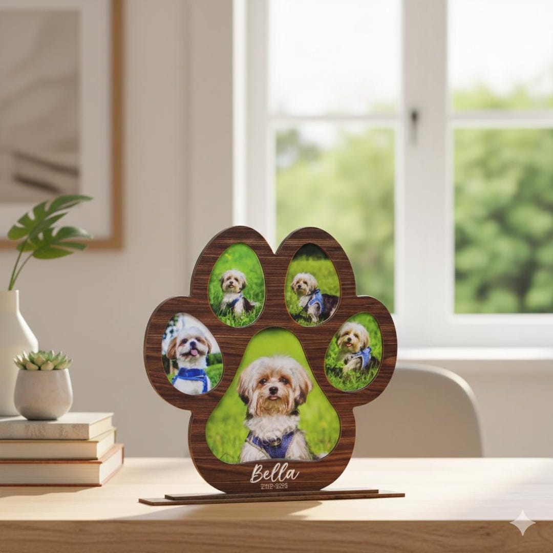 Personalized Memorial Paw Print Photo Frame for Pet, Dog Sympathy ...