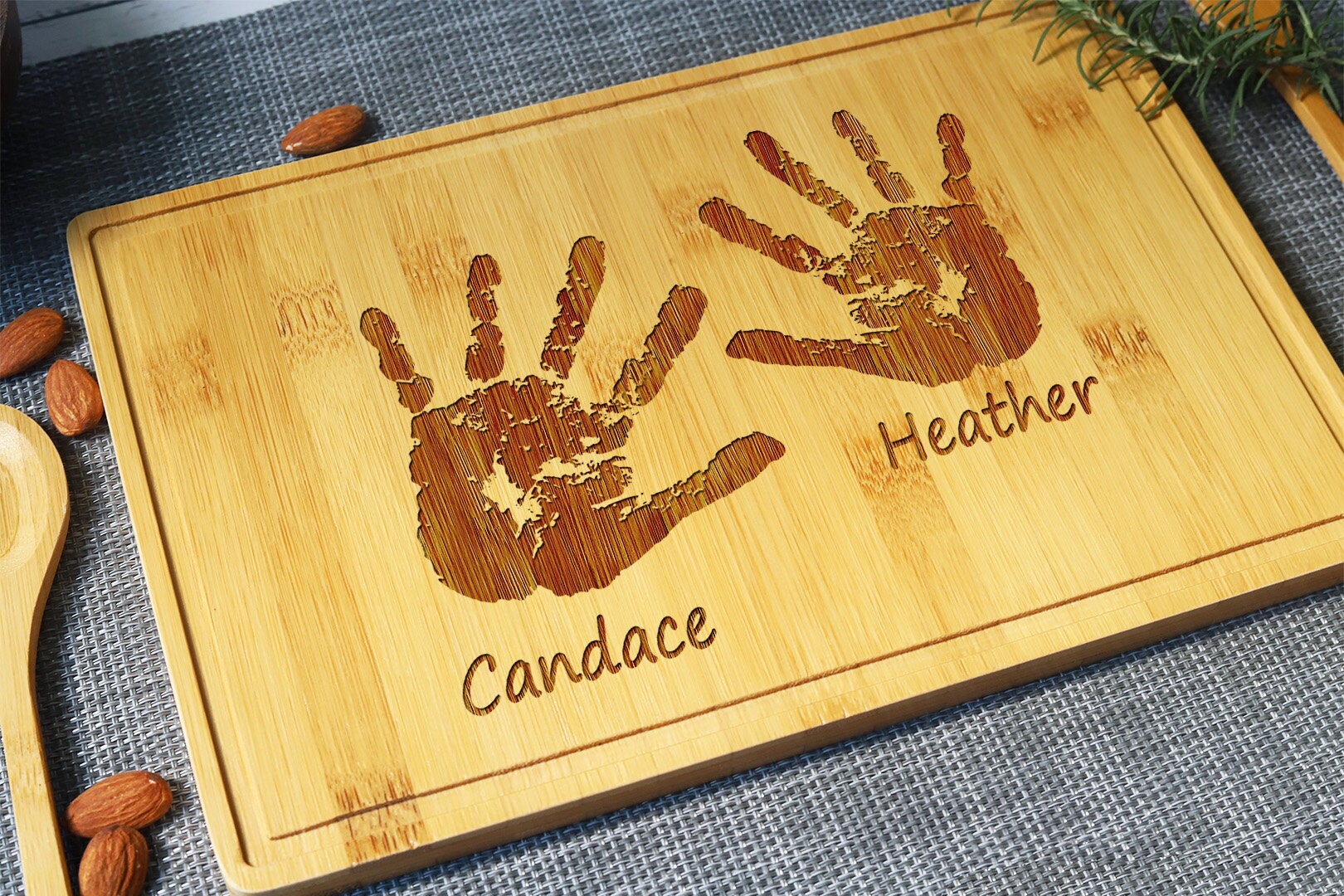 Engraved Kids Handprint Serving Board, Family Handprint Keepsake