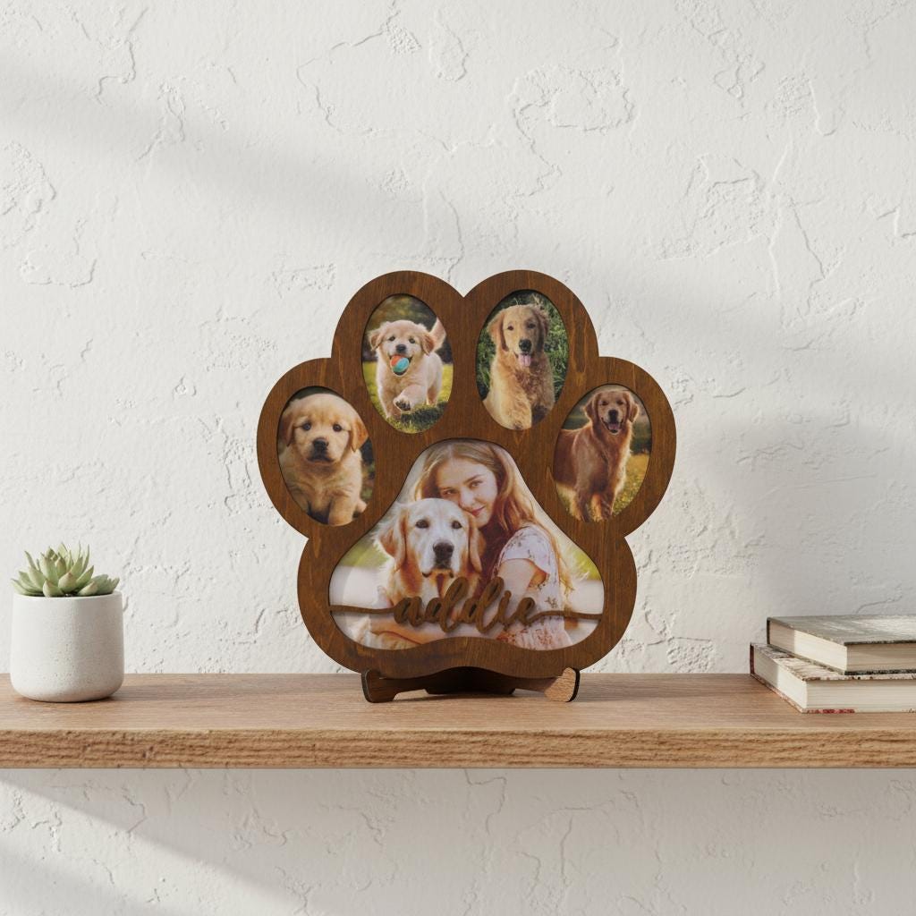 Personalized Pet Memorial Paw Print Photo Frame, Dog Loss Sympathy Gift ...