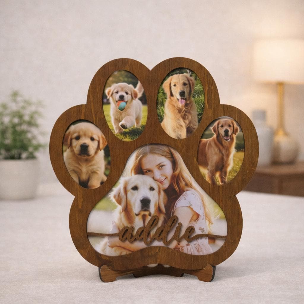 Personalized Pet Memorial Paw Print Photo Frame, Dog Loss Sympathy Gift ...