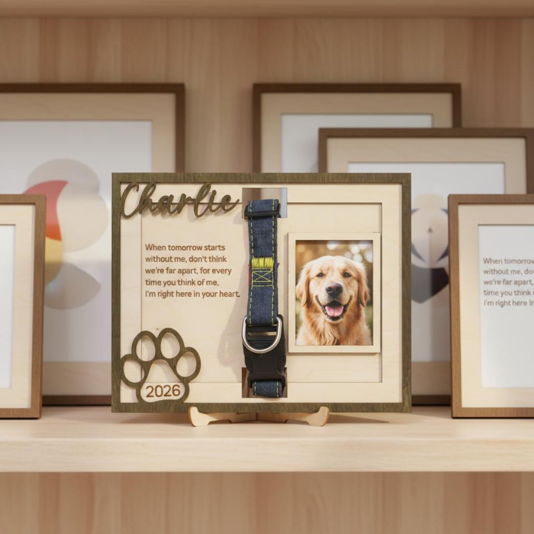 Personalized Pet Memorial Collar Frame, Custom Dog or Cat Loss Gift ...