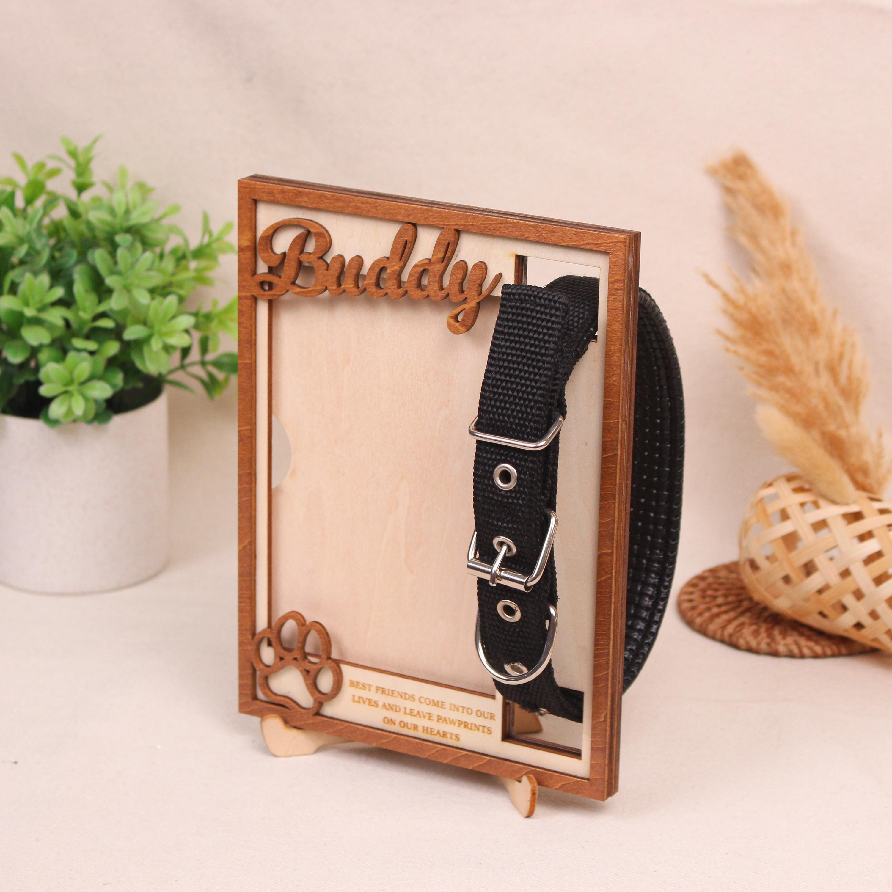 Personalized Pet Memorial Collar Frame, Custom Pet Loss Wood Sign With ...