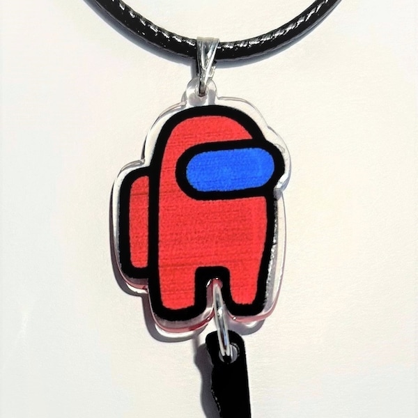 Red Impostor Character from Among Us Acrylic Pendant Necklace