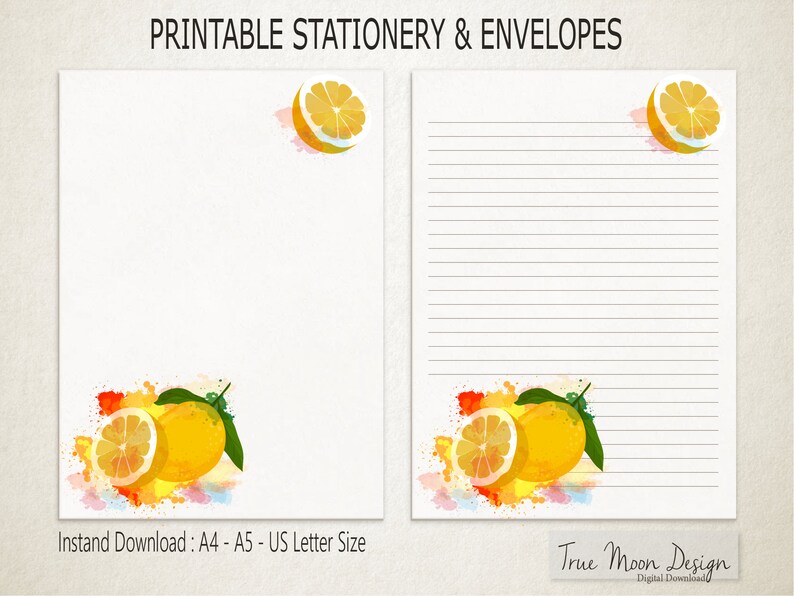 Printable Letter Paper Printable Stationery Set With - Etsy