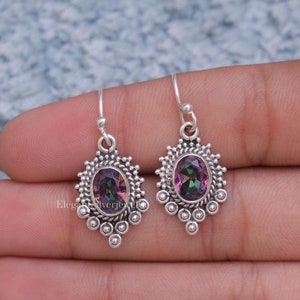 Mystic Topaz Earrings / 925 Sterling Silver Earrings / Faceted Gemstone Earrings / Handmade Earrings / Topaz Silver Jewellery / Gift For Her