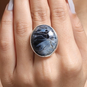 Anello in pietersite / Anello in argento sterling 925 / Anello con pietra preziosa ovale / Anello fatto a mano / Anello in argento da donna / Anello regalo per anniversario