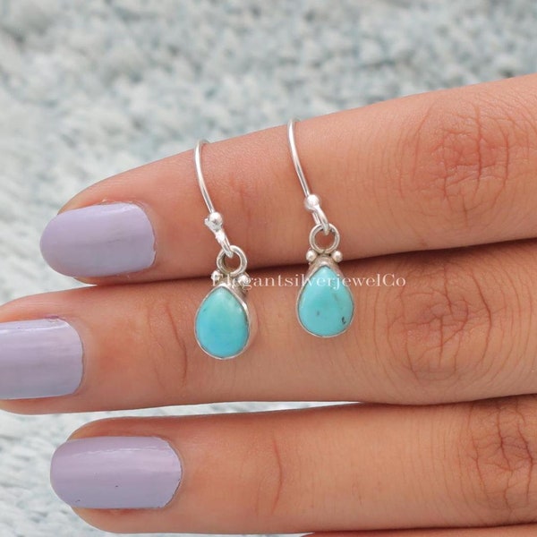 Brincos de Turquesa do Arizona / Brincos em Prata de Lei 925 / Brincos em Formato de Pera / Joias Minimalistas / Brincos Pendentes / Presente para Ela
