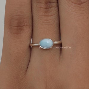 Dominican Larimar Ring / 925 Sterling Silver Ring / Handmade Gemstone Ring / Bohemian Ring / Hippie Jewellery / Gift For Her