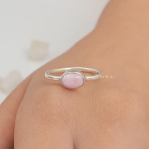 Pink Opal Ring / 925 Sterling Silver Ring / October Birthstone / Handmade Silver Jewelry / Anniversary gift For Wife