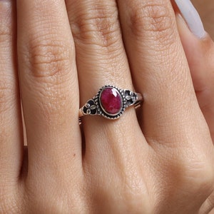 Ruby Ring / 925 Sterling Silver Ring / July Birthstone Ring / Gemstone Ring / Handmade Ring / Dainty Ring / Women Ring / Anniversary Gift