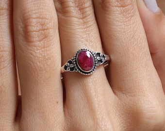 Ruby Ring / 925 Sterling Silver Ring / July Birthstone Ring / Gemstone Ring / Handmade Ring / Dainty Ring / Women Ring / Anniversary Gift