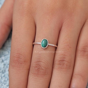 Malachite Ring / 925 Sterling Silver Ring / April Shape Ring / Cabochon Jewelry / Vintage Ring / Gemstone Ring / Birthday Gift