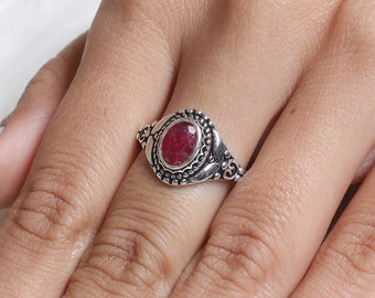 Red Ruby Ring / 925 Sterling Silver Ring / July Birthstone Ring / Gemstone Ring / Handmade Ring / Women Silver Jewelry / Anniversary Gift