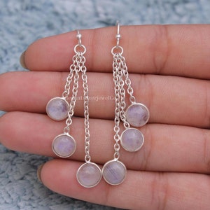 Rainbow Moonstone Earrings / 925 Sterling Silver Earrings / June Birthstone Earrings / Moonstone Silver Jewellery / Gift For Her