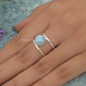 Larimar Ring / 925 Sterling Silver Ring / Dominican Larimar Ring / Bohemian Jewelry / Women Ring / Ring For Women / Anniversary Gift For Her