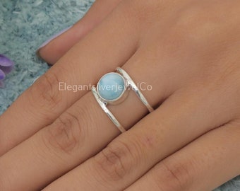 ラリマーリング、925スターリングシルバーリング、ドミニカ産ラリマー