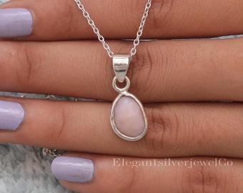 Pink Opal Pendant / 925 Sterling Silver Pendant / Dainty Necklace / Handmade Jewelry / Natural Gemstone Pendant / Wedding Gift