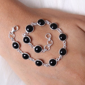 Black Onyx Bracelet / 925 Sterling Silver Bracelet / Women Bracelet / Handmade Silver Jewelry / Gift For Her
