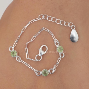 Cut Peridot Bracelet / 925 Sterling Silver Bracelet / Boho Bracelet / Hippie Jewelry / Handmade Gemstone Bracelet / Gift For Her