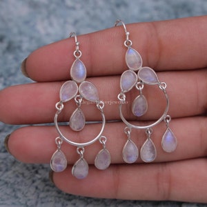 Rainbow Moonstone Earrings / 925 Sterling Silver Earrings / June Birthstone Earrings / Handmade Jewelry / Birthday Gift For Her
