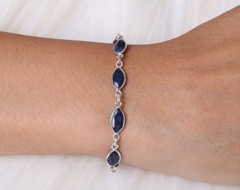 Blue Sapphire Bracelet / 925 Sterling Silver Bracelet / Gemstone Bracelet / Sapphire Jewelry / Birthday Gift For Her