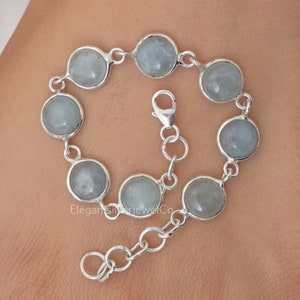 Aquamarine Bracelet / 925 Sterling Silver Bracelet / Handmade Gemstone Bracelet / Bohemian Silver Jewellery / Birthday Gift For Her