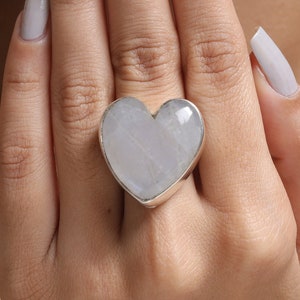 Regenbogen Mondstein Ring / 925 Sterling Silber Ring / Herz Form Ring / Juni Geburtsstein Ring / handgemachter Ring / Mondstein Schmuck