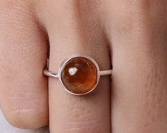 Baltic Amber Ring / 925 Sterling Silver Ring / Gemstone Ring / Hippie Ring / Crystal Jewelry / Dainty Ring / Gift for Her