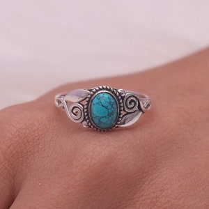 Turquoise ring Arizona / 925 sterlingzilveren ring / ring ovale vorm / handgemaakte ring / cabochonring / Halloween-sieraden / gepersonaliseerd cadeau