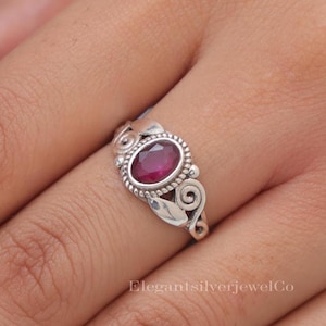 Ruby Ring / 925 Sterling Silver Ring / July Birthstone Ring / Faceted Gemstone Ring / Handmade Ring / Women Ring / Anniversary Gift