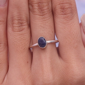 Sapphire Ring / 925 Solid Sterling Silver / Blue Gemstone Ring / Handmade Silver Jewellery / Dainty Ring / Gift For Her