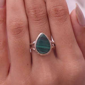 Malachietring / 925 sterlingzilveren ring / ring april geboortesteen / Halloween sieraden / edelsteenring / damesring / kerstcadeau