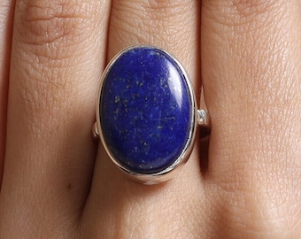 Lapis Lazuli Ring / 925 Sterling Silver Ring / September Birthstone Ring / Boho Handmade Jewelry / Gift for Her