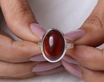 Amber Ring / 925 Sterling Silver Ring / Oval Gemstone Ring / Cabochon Jewelry / Vintage Ring / Women Silver Ring / All Ring Size Available
