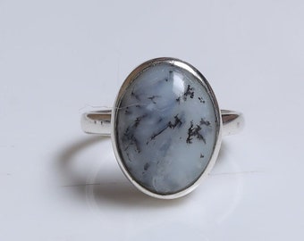 Dendrite Opal Ring / 925 Sterling Silver Ring / Oval Gemstone Ring / Handmade Silver Jewelry / Boho Ring / Everyday Ring / Ring for Women