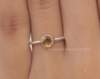 Cut Citrine Ring / 925 Sterling Silver Ring / November Birthstone Ring / Handmade Silver Jewellery / Birthday Gift For Her