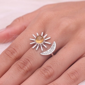 Citrine Ring / 925 Sterling Silver Ring / November Birthstone Ring / Cabochon Gemstone Jewelry / Handmade Ring / Minimalist Ring