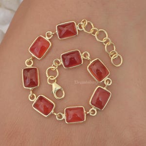Carnelian Bracelet / 18k Gold Plated Sterling Silver Bracelet / Handmade Bracelet / Women Jewelry / Christmas Gift For Her
