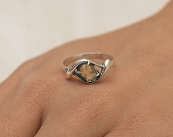 Cut Citrine Ring / 925 Sterling Silver Ring / November Birthstone Ring / Minimalist Ring / Women Silver Jewelry / Gift For Her