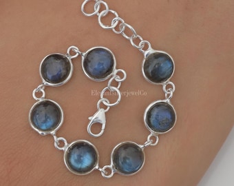 Labradorite Bracelet / 925 Sterling Silver Bracelet / Handmade Bracelet / Gemstone Bracelet / Halloween Jewellery / Wedding Gift For Her