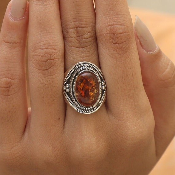 Anello di Pietra di Sole ovale e Argento 925 - Anelli Pietra di Sole