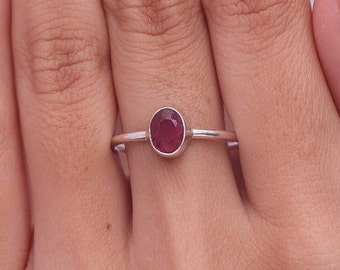 Ruby Ring / 925 Sterling Silver Ring / Handmade Ring / Faceted Ring / Halloween Jewelry / Women Silver Ring / Anniversary Gift