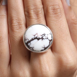 Wild Horse Ring / 925 Sterling Silver Ring / Round Shape Ring / Gemstone Statement Ring / Handmade Jewelry Ring / Birthday Gift for Her